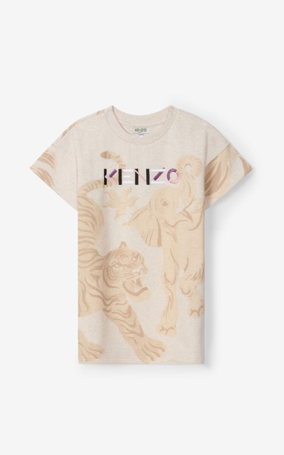 Kenzo Kids Loose T-shirt Dress Beige